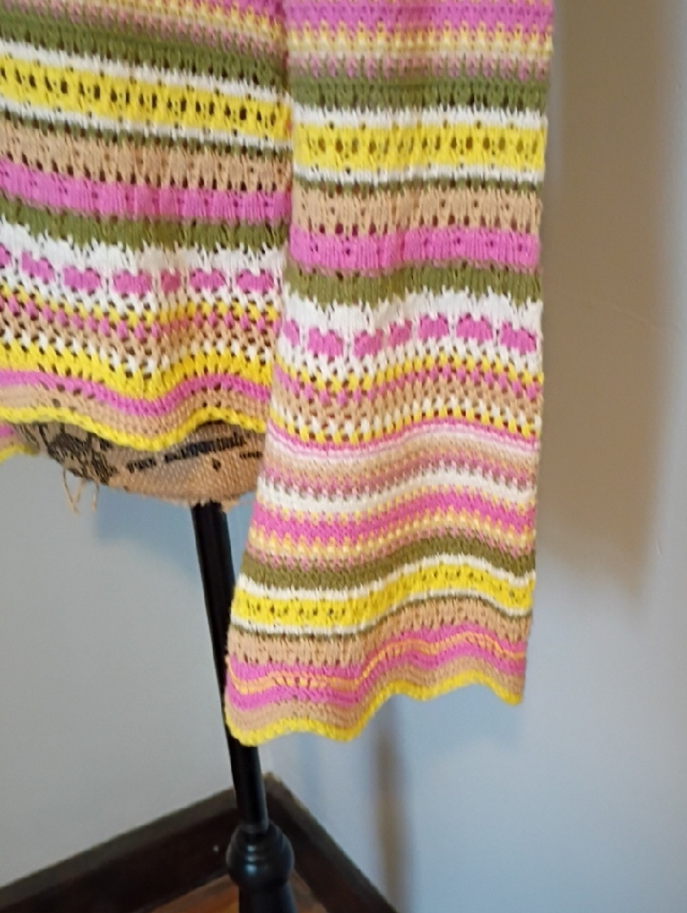 Jessica Simpson Striped Open-Knit Sweater in Yellow, Pink, White, Olive - Picture 3 of 5